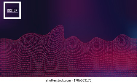 Big data futuristic design . Digital visualization . Particles stream . Binary background . Technology information concept. Flow lines . Vector