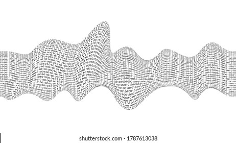 Big data futuristic design . Digital visualization . Particles stream . Binary background . Technology information concept. Flow lines . Vector