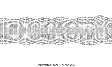 Diseño futurista de grandes datos. Visualización digital . Flujo de partículas. Fondo binario . Concepto de información tecnológica. Líneas de flujo. Vector