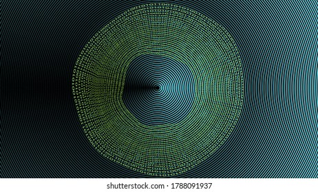 Diseño futurista de grandes datos. Visualización digital . Flujo de partículas. Fondo binario . Concepto de información tecnológica. Líneas de flujo. Vector