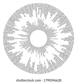 Diseño futurista de grandes datos. Visualización digital . Flujo de partículas. Fondo binario . Concepto de información tecnológica. Líneas de flujo. Vector