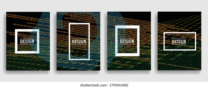Big data futuristic design . Digital visualization . Particles stream . Binary background . Technology information concept . Vector