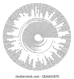 Diseño futurista de grandes datos. Visualización digital . Flujo de partículas. Fondo binario . Concepto de información tecnológica. Líneas de flujo. Vector