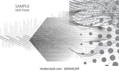 Big data futuristic design . Digital visualization . Particles stream . Binary background . Technology information concept. Flow lines . Vector