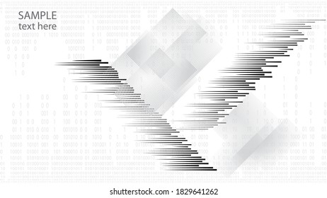 Diseño futurista de grandes datos. Visualización digital . Flujo de partículas. Fondo binario . Concepto de información tecnológica. Líneas de flujo. Vector