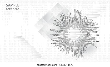 Diseño futurista de grandes datos. Visualización digital . Flujo de partículas. Fondo binario . Concepto de información tecnológica. Líneas de flujo. Vector
