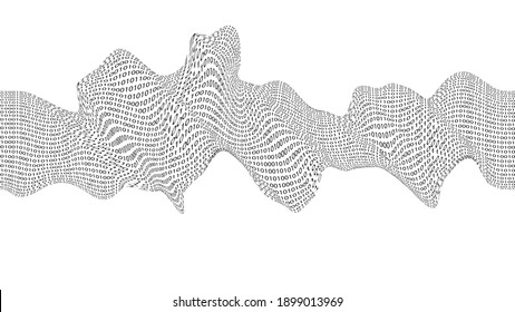 Big data futuristic design . Digital visualization . Particles stream . Binary background . Technology information concept. Flow lines . Vector