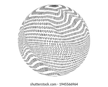 Big data futuristic design . Digital visualization . Particles stream . Binary background . Technology information concept. Flow lines . Vector sphere .