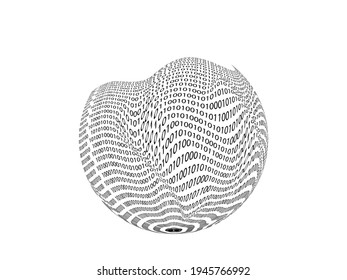 Big data futuristic design . Digital visualization . Particles stream . Binary background . Technology information concept. Flow lines . Vector sphere .