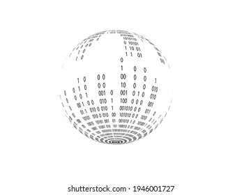 Diseño futurista de grandes datos. Visualización digital . Flujo de partículas. Fondo binario . Concepto de información tecnológica. Líneas de flujo. Esfera vectorial.