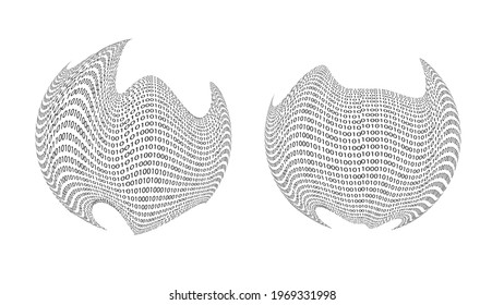 Big data futuristic design . Digital visualization . Particles stream . Binary background . Technology information concept. Flow lines . Vector sphere .