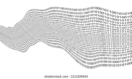 Big data futuristic design . Digital visualization . Particles stream . Binary background . Technology information concept. Flow lines . Vector