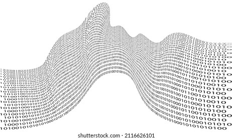 Big data futuristic design . Digital visualization . Particles stream . Binary background . Technology information concept. Flow lines . Vector
