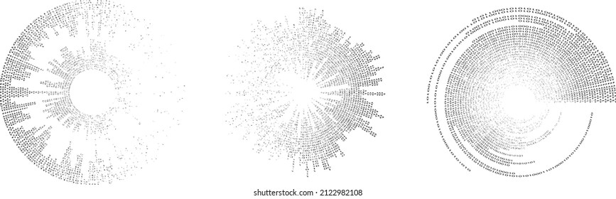 Big Data futuristisches Design . Digitale Visualisierung . Partikel-Fluss. Grittig strukturierte Form .Binärer Hintergrund . Technologieinformationskonzept. Fließlinien. Vektorgrafik