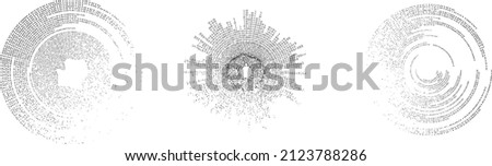 Big data futuristic design . Digital visualization . Particles stream . Gritty textured shape .Binary background . Technology information concept. Flow lines . Vector