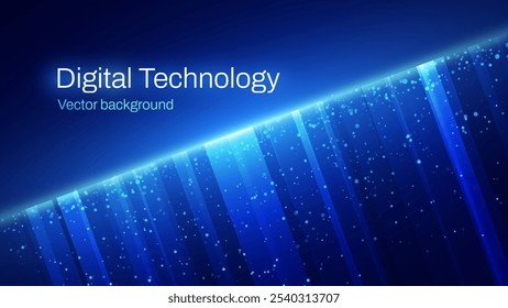 Líneas de resplandor futurista de Big Data. Diseño de línea de luz de Tecnología de alta tecnología. Fondo digital de referencia. Sistema de Datos de Innovación Ciberespacio. Ilustración vectorial moderna de tecnología de IA.
