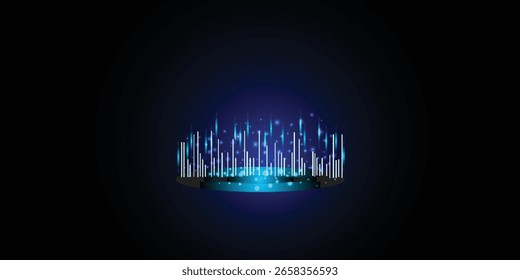 Big Data futuristic, hi tech technology, light line design. Vector datum digital background. Illustration innovation data system, cyber space, communication internet, information, connection concept