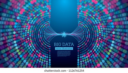 Big Data Futuritic Science Background con espacio de copia. Ilustración vectorial. Círculos de diferente color.
