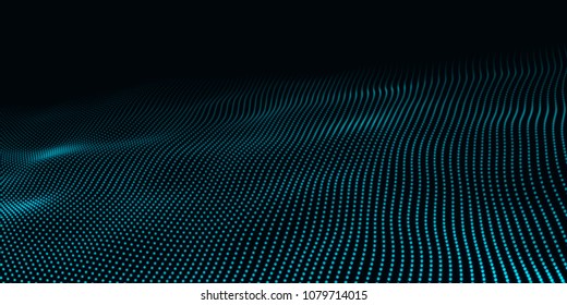 Big data. Futuristic technology blue background. Cyber technology. Technology background. Wave 3d.
