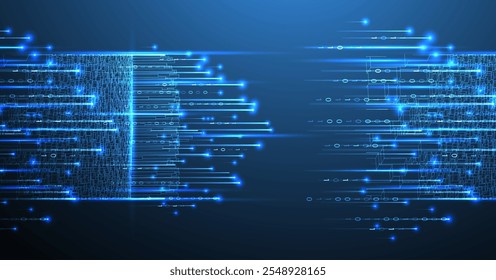 Big Data futurista, tecnologia de design leve. Plano de fundo digital de datum vetorial. Ilustração da inovação do sistema de dados. Ilustração desenhada à mão.