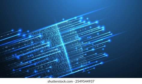 Big Data futuristic, technology light design. Vector datum digital background. Illustration innovation of data system. Hand drawn illustration.