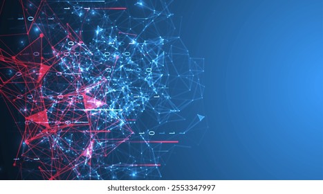 Big Data futuristic, technology light design. Vector datum digital background. Illustration innovation of data system. Hand drawn illustration.