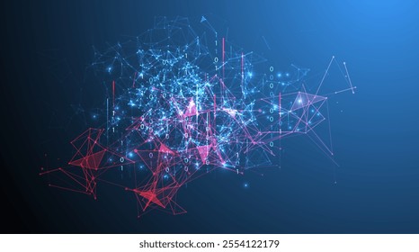 Big Data futuristic, technology light design. Vector datum digital background. Illustration innovation of data system. Hand drawn illustration.
