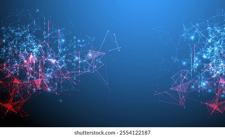 Big Data futuristic, technology light design. Vector datum digital background. Illustration innovation of data system. Hand drawn illustration.