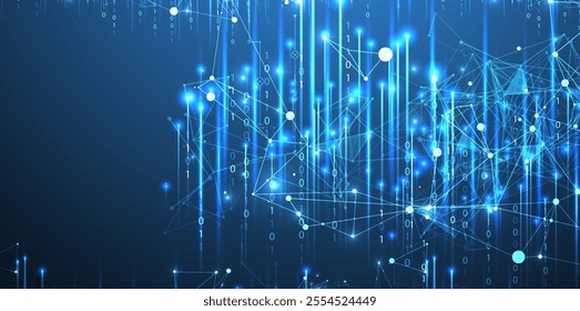 Big Data futuristic, technology light design. Vector datum digital background. Illustration innovation of data system. Hand drawn illustration.