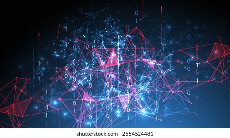 Big Data futuristic, technology light design. Vector datum digital background. Illustration innovation of data system. Hand drawn illustration.