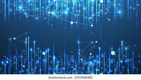 Big Data futuristic, technology light design. Vector datum digital background. Illustration innovation of data system. Hand drawn illustration.