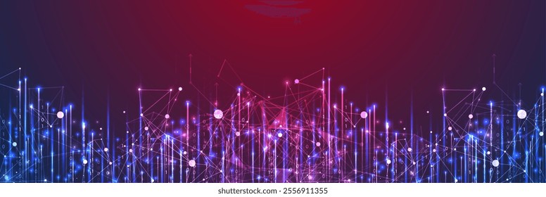 Big Data futuristic, technology light design. Vector datum digital background. Illustration innovation of data system. Hand drawn illustration.