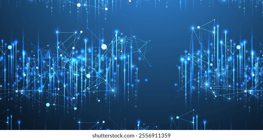 Big Data futuristic, technology light design. Vector datum digital background. Illustration innovation of data system. Hand drawn illustration.