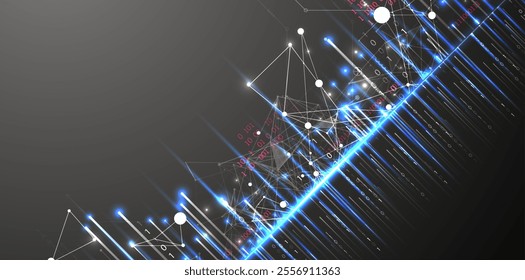 Big Data futuristic, technology light design. Vector datum digital background. Illustration innovation of data system. Hand drawn illustration.