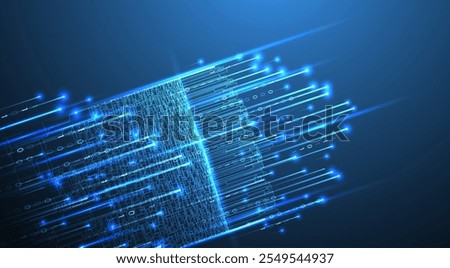 Big Data futuristic, technology light design. Vector datum digital background. Illustration innovation of data system. Hand drawn illustration.