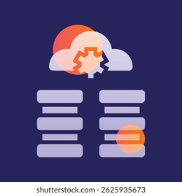 Big data glassmorphism illustration. Transparency blur elements. Ui layered design. Vector isolated element. 