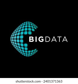 big data globe logo design vector symbol icon. pixel globe icon