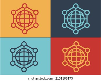 Big Data Globe Logo Template, Simple Flat Icon Of Digital,data,technology