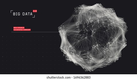 Big Data Globe Visualization. Cluster Computing Concept. Information Clustering Representation. Social Media Graph Of Users. 