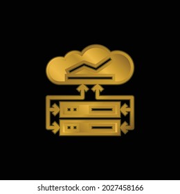 Big Data gold plated metalic icon or logo vector