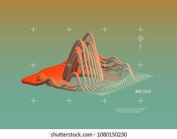 Big data graph visualization. Dynamic effect. Cover design template. Can be used for advertising, marketing and presentation. Vector illustration.