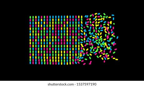 Big data graph visualization. Motion vector illustration. Coding process. Can be used for advertising, marketing and presentation. 