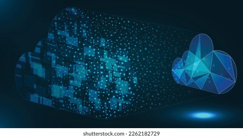 Big data is heading for the cloud. Cloud computing is illustrated with a vector. Multiple cloud symbol vector illustration, multi-cloud work connected data.