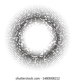 Big data icon. Artificial intelligence. Halftone dotted background. Global network concept. Abstract geometric dotted shape. Halftone effect vector pattern