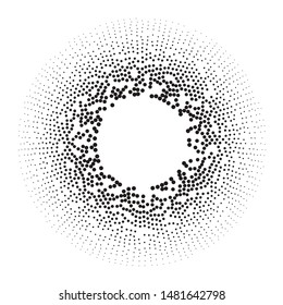 Big data icon. Artificial intelligence. Halftone dotted background. Global network concept. Abstract geometric dotted shape. Halftone effect vector pattern