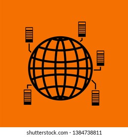 Big Data Icon. Black on Orange background. Vector illustration.