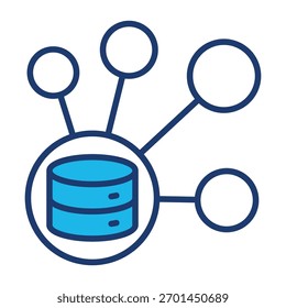 Ícone De Big Data Em Design Plano Monocromático Azul, Ilustração De Vetor