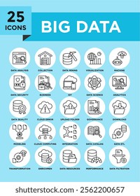 Big Data icon collection set. Containing design digital, technology, data, network, science	