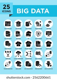 Big Data icon collection set. Containing design digital, technology, data, network, science	