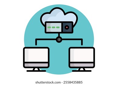 Big data icon. colored outline icon style. icon related to IT. network elements vector illustration
